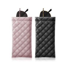 Soft PU Leather Squeeze Top Sunglass Pouch Portable Organizer Bag 1 Pcs