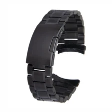 22Mm Curved End Watch Band Black Watch Band with 4pcs Watch Spring Bar US