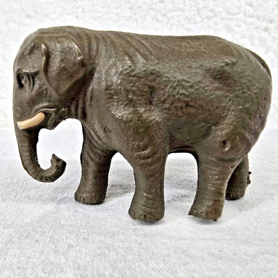 Viscoloid VCO Elephant Figure Celluloid 2'' Trunk Down w Tusks Vtg 1930s