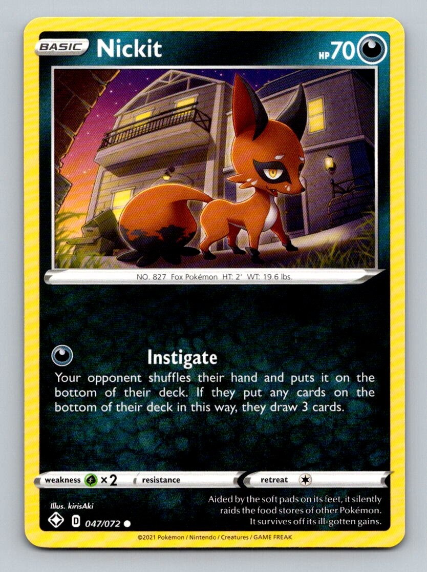 2021 Pokemon Card Shining Fates Nickit 47/72