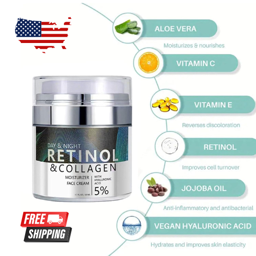 Crema de Colágeno para Rostro con Retinol y Ácido Hialurónico - Hidratante Facial EE. UU. - Imagen 1 de 11