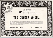 1896 The Quaker Wheel Penn Mfg Co Erie PA  Bicycle Dealer Print Ad