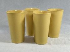 Vintage Tupperware Cups 12 oz Tumblers Set of 4 Harvest Gold 873 5.25  Tall