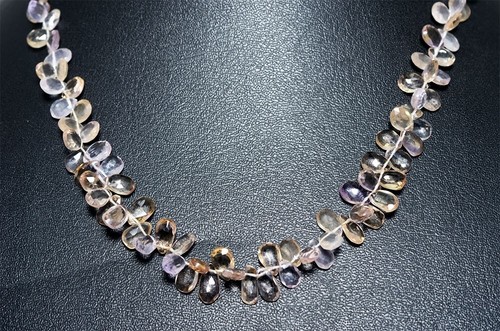 Gehna Jaipur Ametrine Gemstone Faceted Almond Shaped Bead Necklace NS-1367 - Picture 3 of 3