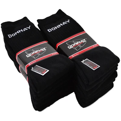 12 Paar Donnay Socken Herren Damen Baumwolle Freizeit Sport Business Schwarz