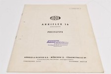 Arri Arriflex 16 cennik 1958 bardzo rzadki dobry stan z oznaczeniami