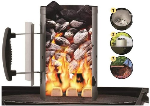 Barbecue Chimney Starter Quick Start BBQ Grill Charcoal Burner Lighter Coal Safe - Picture 4 of 6