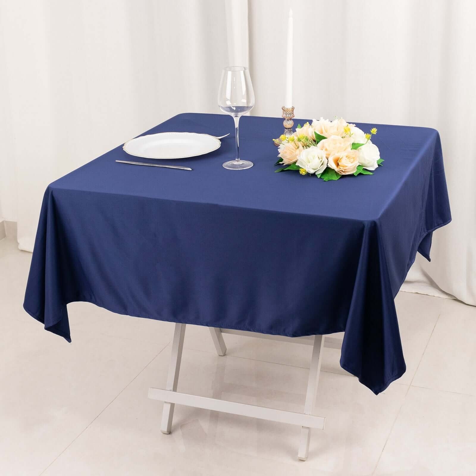 54" x 54" NAVY BLUE Scuba Polyester Square TABLECLOTH Wedding Table Linens Party
