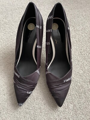 stradivarius black satin heels size UK