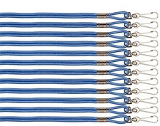 Champion Dozen Pack 12 Heavy Nylon Coaches Whistle / Key Lanyards, 22", Blue