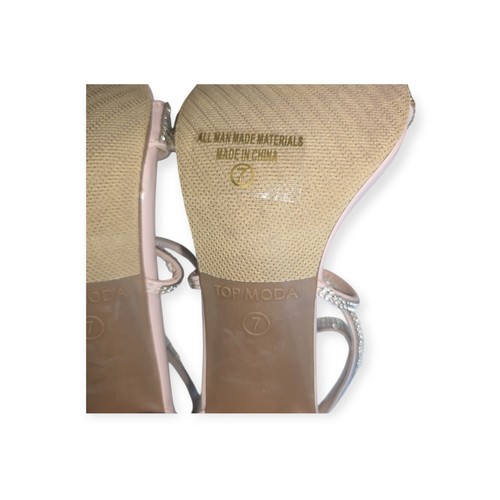 Top Moda Sandals Taupe Rhinestone Women's Size 7 - Picture 8 of 8