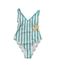 Women's Over the Shoulder High Leg One Piece Swimsuit - Kona Sol Turquoise, L