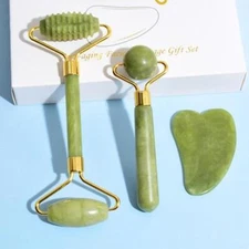 Natural Jade Roller & Gua Sha – Facial, Neck & Eye Massage for Spa & Lifting
