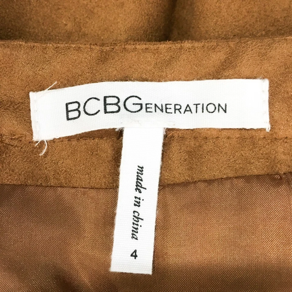 Falda Bcbgeneration Para Mujer Línea A Marrón Cruzada Encaje Frontal Forrado Cremallera4 Foto 4 de 4