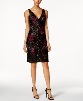 Betsy Adam Lace Sheath Dress Black/Wine Size 2 $259 | eBay