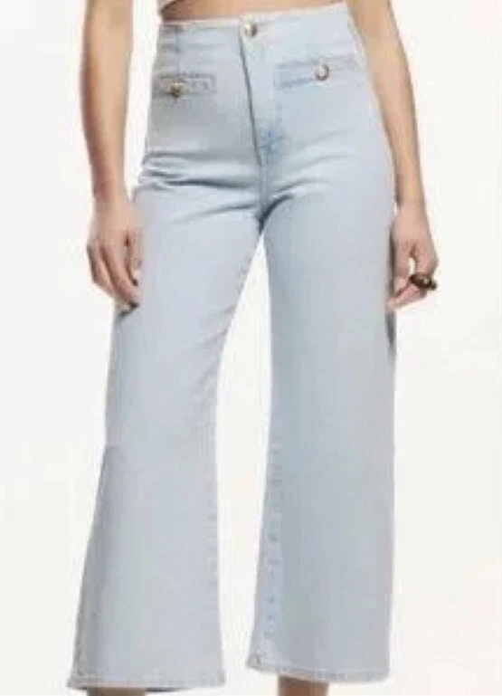 Zara + HI-RISE WIDE-LEG CROPPED JEANS