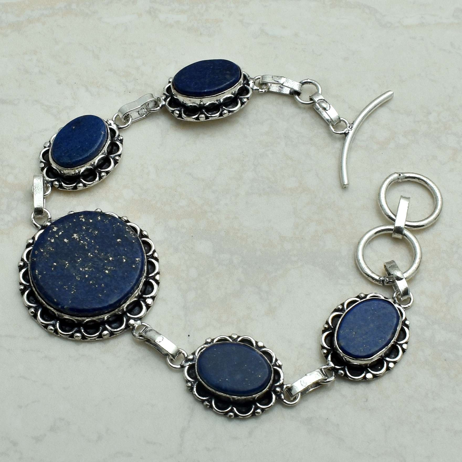 Lapis Lazuli Gemstone Ethnic Handmade Bracelet Jewelry 27 Gms AB 52204
