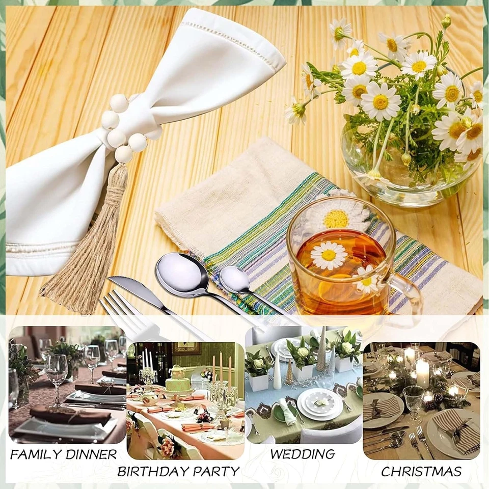 Portatovaglioli Fiorito - Set Di 12 Anelli Portatovaglioli Da Tavola Con Borchie - Immagine 4 di 4