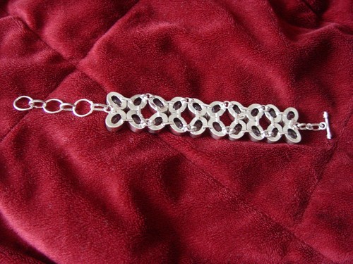 57gr STERLING SILVER BRACELET MULTI STONE CLEAR COLOR BEAUTIFU STONE TOTAL 8"ADJ - Picture 2 of 3
