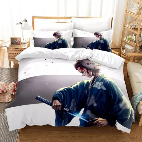 3-teiliges Demon Slayer Bettwäsche-Set Steppdecke Bettbezug Single Double King Size UK - Bild 9 von 49