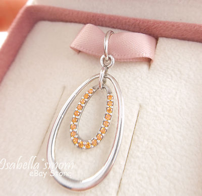 RETIRED Genuine PANDORA Double Drop ORANGE Cubic Zirconia PENDANT 390153OCZ NEW 