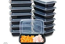 100 Set(200pcs) 28 Oz Meal Prep Disposable Microwaveable Lunchbox Cont. W Lids