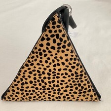 Topshop black PU leather Pony skin Leopard print Pyramid Triangle Rigid Box Bag