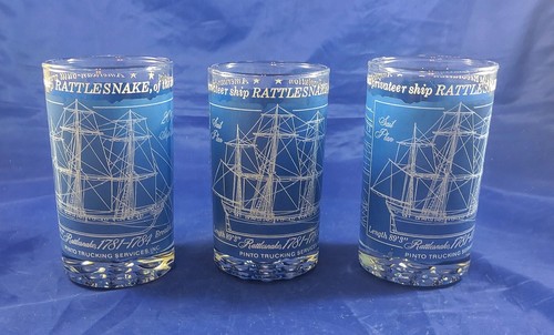 3 Rattlesnake of the Revolution Blueprint Glass American Privateer Ship
