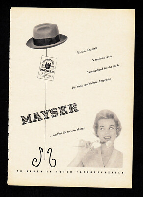 3w4303/ Alte Reklame von 1957   MAYSER Hüte