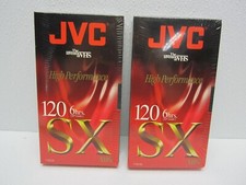 LOT OF 2 JVC T-120 SX 6-Hour High Performance Blank Video VHS Tapes NEW SEALED