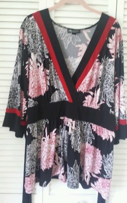 Haut Croisé Dos Noué I.N. Studio Woman - Taille 1X - Noir/Rouge/Blanc - Occasion Très Bon état