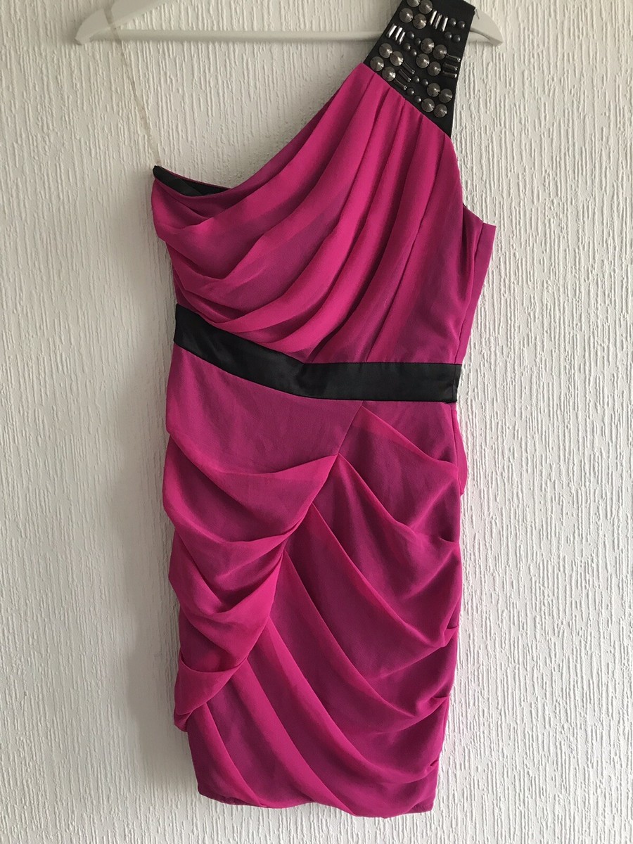 PINK ONE SHOULDER DRESS 8 LIPSY RUCHED STUD TOWIE CELEB GLAM IBIZA CLUB  PARTY | eBay
