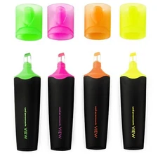 Uni-Ball - USP-200 Promark View Highlighter Pen - 5mm Chisel Tip - Wallet of 4