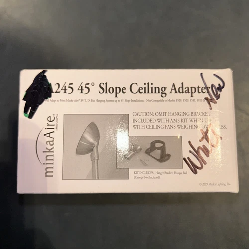 MinkaAire A245 45deg  Slope White Ceiling Fan Adapter A245-WH FREE SHIPPING - Picture 3 of 4