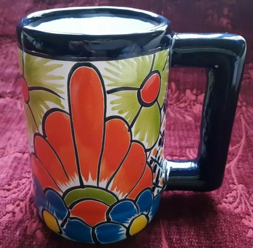 Talavera Hand Painted Floral Pitcher & Two Mugs - Hencho en Mexico Pottery - Picture 10 of 12