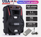 8" 1000W Portable Bluetooth Speaker Subwoofer Heavy Bass Sound System Dj Party