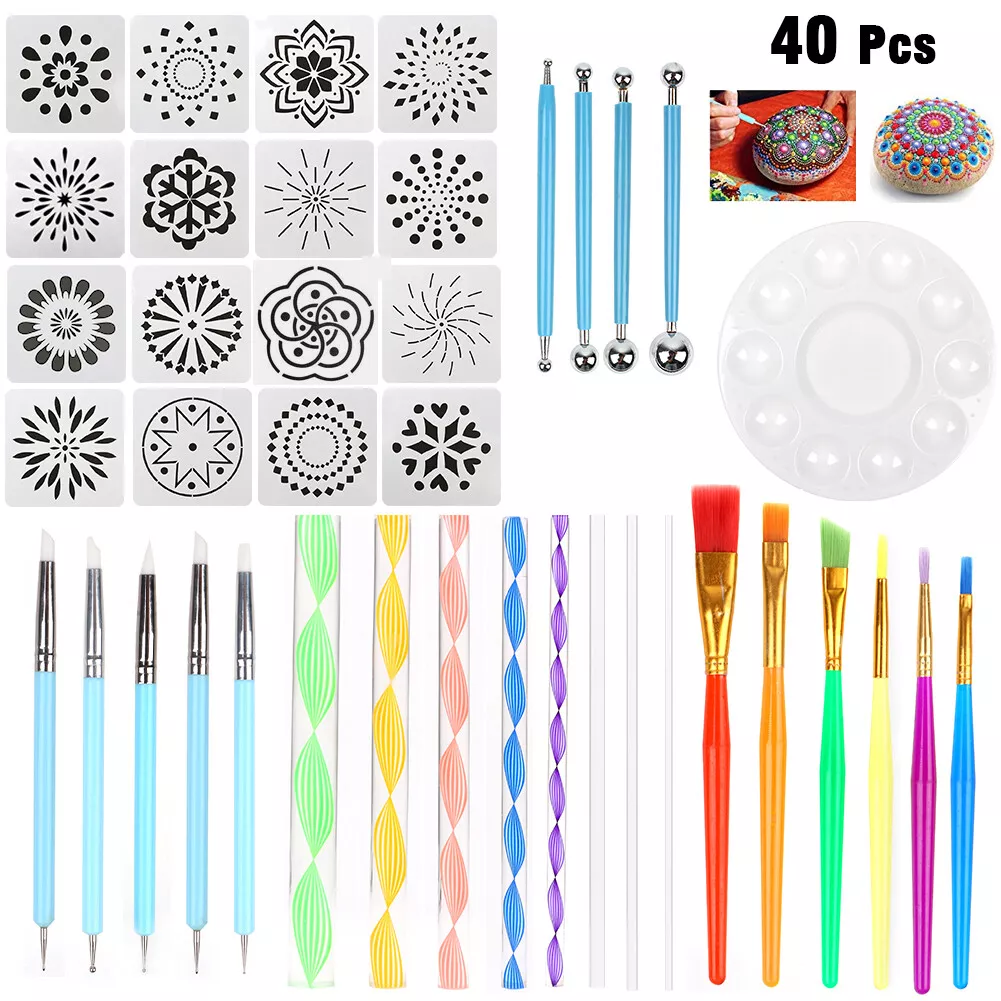 40Pcs Mandala Dotting Tools Dot Art Painting Pen Stencil Template