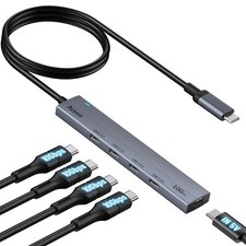 USB C Hub 10Gbps, 4 Port USB 3.2 Gen 2 Hub, USBC to USB-C Hub with -C Power Port