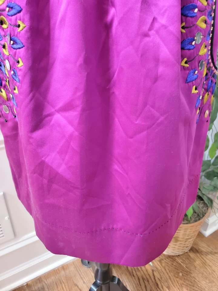 Vestido Phoebe Couture Negro Rosa Cuello Alto Manga Larga Seda Hasta la Rodilla Talla 2 Foto 4 de 4