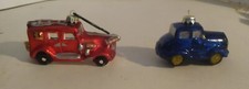 Two Vintage Glass Automobiles Cars Holiday Christmas Tree Ornaments