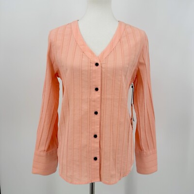 Treasure & Bond Blouse Size XS Women Long Sleeve Button Front Tie Back Cut Out