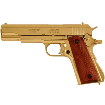 Denix 1911 A1 Non-Firing Replica Gun Field Strippable, Gold Finish