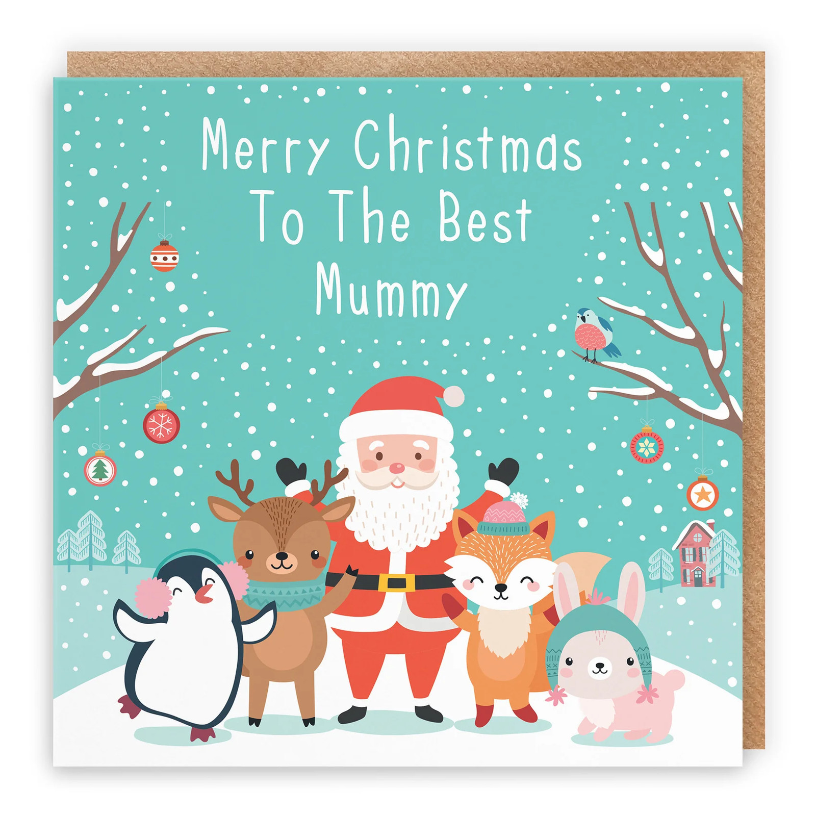 Mummy Santa And Friends Christmas Card
