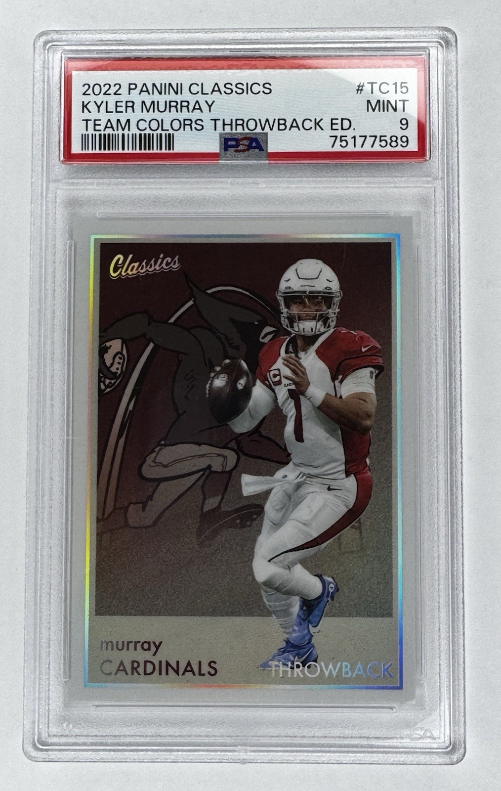 2022 Panini Classics Kyler Murray PSA 9 Team Colors Throwback Case Hit Cardinals