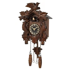 Cuckoo Clock, Traditional Black Forest Handcrafted Wooden Quartz Clock for Wall