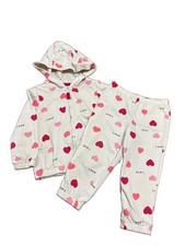 Carters Cozy Girls Zip Up Hoodie Pants Knit Set LOVE Print Adorable 18 Mos