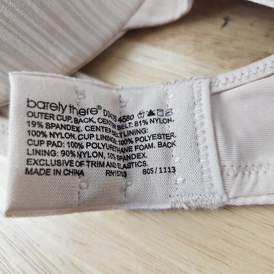 Barely There Beige Stripe T-shirt Bra size 34D #4580 NWT UW Concealing Petals - Image 4 of 4