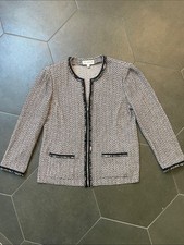 St. John Collection Tweed Crewneck Jacket in Black, Light Pink White 14