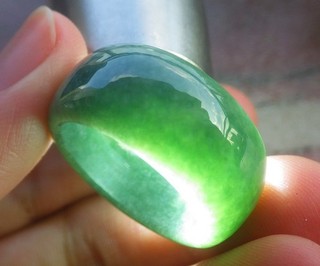 Certified Green Burma 100% Natural A JADE Jadeite Circle RING USA 9.5 戒指 978753
