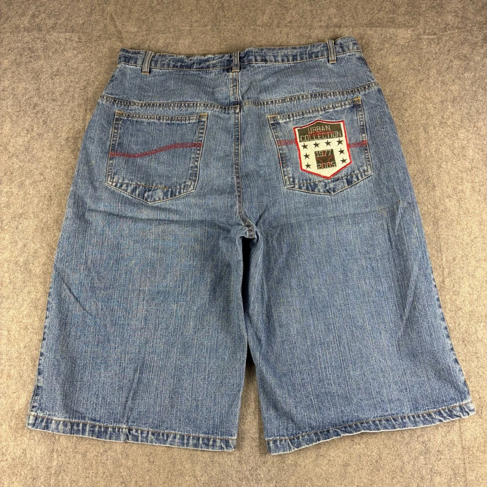 Pantalones Cortos de Vaqueros Anchos Sueltos De Colección para Hombres Talla 38 x 14 Bordados Baloncesto Hip Hop Foto 2 de 4